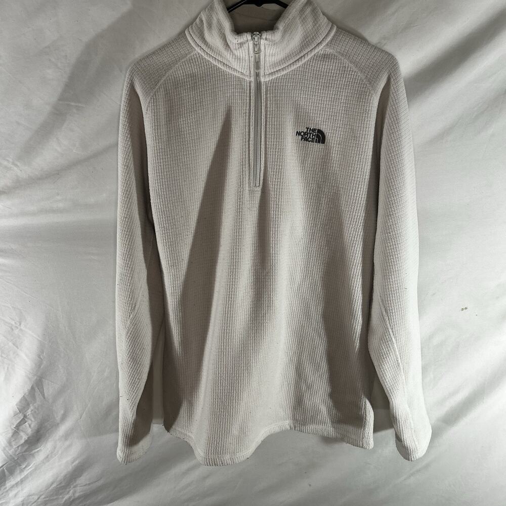 The North Face White Waffle Grid 1/4 Zip Fleece Pullover M/M Medium